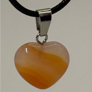 Orange Banded Agate Heart Healing Cord Necklace
